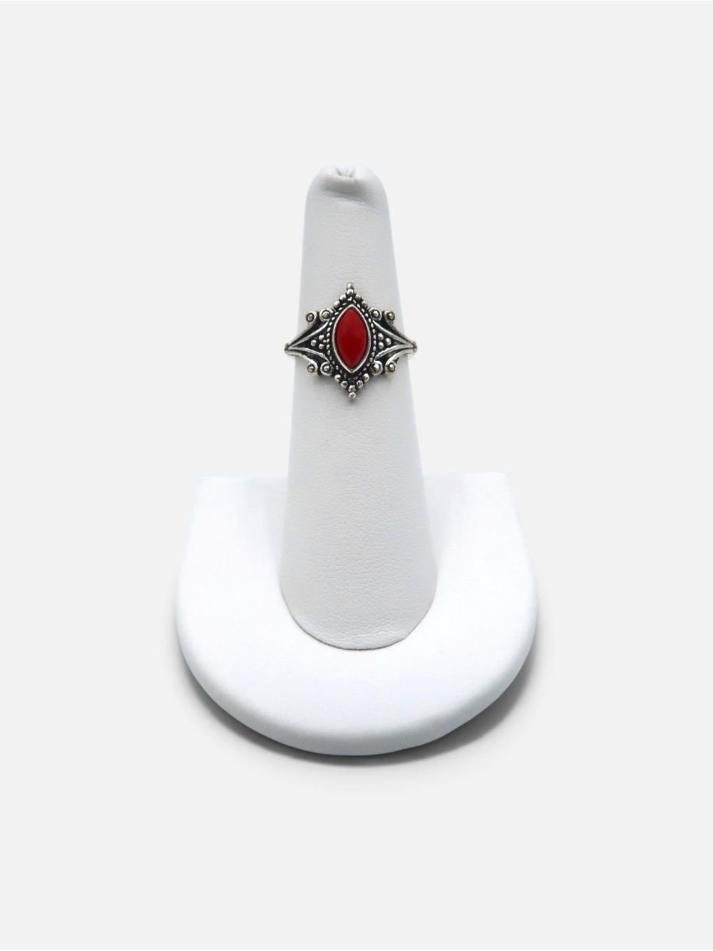 VINTAGE RED CORAL MARQUISE RING